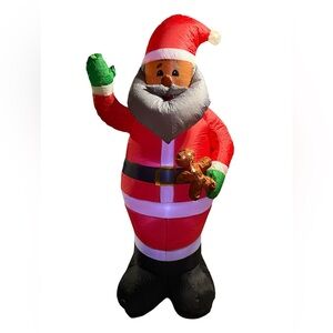 Gemmy Christmas Airblown Inflatable African American Santa 7 ft Tall Lighted